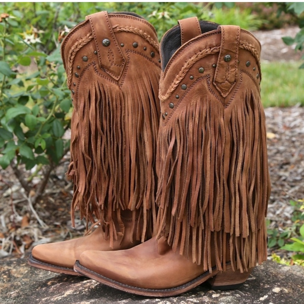 Liberty Black Vegas Fringe Boots Faggio Brown Leather Lb 71124 Womens Size 65